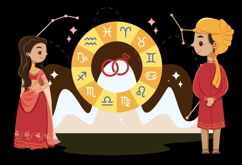 Illustration representing Kundali matching for marriage